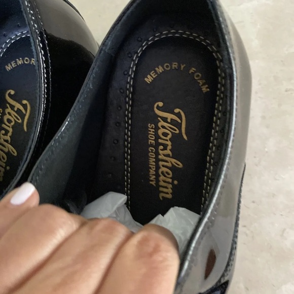 Florsheim Dress Shoes Tux Cap Toe Oxford Black Patent Leather NEW 7 3E X-Wide - Picture 3 of 7